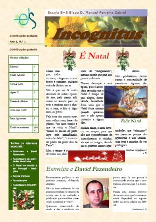 Incognitus, n.º1, jornal da escola